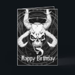 ディヴィンスカルのデスブラック誕生日カード カード<br><div class="desc">暗いファンタジーゴシック、死の神のスカル、重い金属スタイルのアートワーク、暗いファンタジーホラーやゴシックのアートワークの愛好家に最適。</div>
