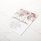 ディヴィンバラ金ゴールド赤面フローラスウィート16パーティー 箔招待状 (回転した状態)