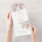 ディヴィン赤面ダスティバラ結婚フローラ オールインワン招待状 (貼ってはがせる)