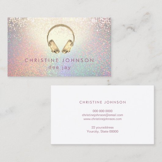 ディージェイフェイクカラフルグリッター効果 名刺 (正面/裏面)