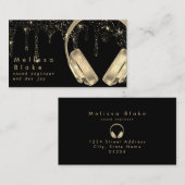 ディージェイフェイク金ゴールドオンブラックグリッター 名刺 (正面/裏面)