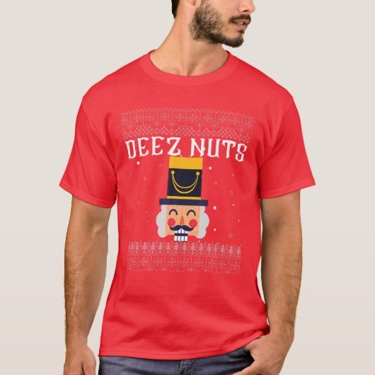 ディーズナッツくるみ割り醜いクリスマスセーターの女性 Tシャツ (正面)