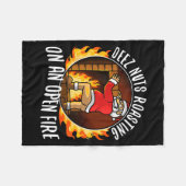 ディーズ ナッツが オープン ファイヤーで 焼かれてる フリースブランケット (正面(横))