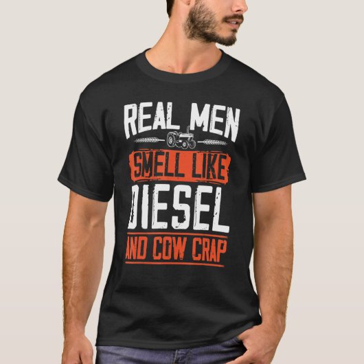 ディーゼルと牛糞のにおいがするファーマートラクター Tシャツ (正面)