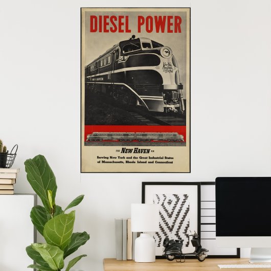 ディーゼルトレインヴィンテージ旅行ポスター広告レトロプリント ポスター (ホームオフィス)