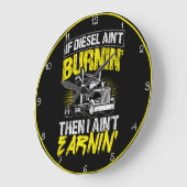 ディーゼルバーニン',マネーアーニン''"トラック運転手 ラージ壁時計 (傾斜)