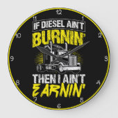 ディーゼルバーニン',マネーアーニン''"トラック運転手 ラージ壁時計 (正面)