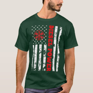 ディーゼルパワーアメリカ国旗の薄い赤いラインdizel tシャツ