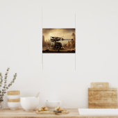 ディーゼルパンク戦争機械ファンタジーアート ポスター (キッチン)