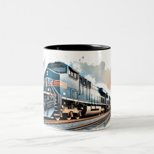 ディーゼル威厳のある機関車 ツートーンマグカップ (中央)
