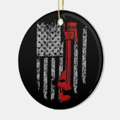 ディーゼル整備士アメリカ国旗 セラミックオーナメント (左)