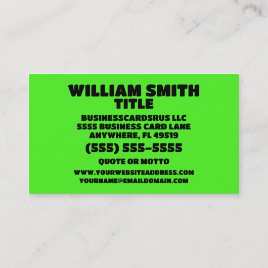 ディーゼル整備士ネオングリーン 名刺 (裏面)