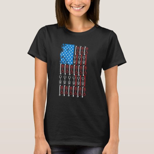 ディーゼル整備士車の固定アメリカ国旗のオートレパ Tシャツ (正面)