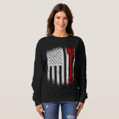 ディーゼル整備士Usaフラグ任意のディーゼルファン用ピストン スウェットシャツ (正面フル)