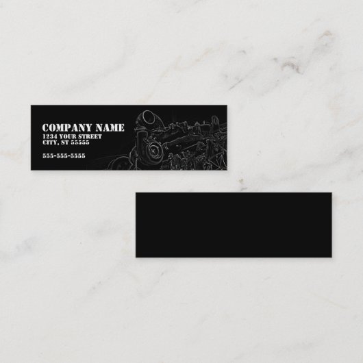 ディーゼル機関の薄い整備士の名刺 スキニー名刺 (正面/裏面)