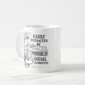 ディーゼル機関車の列車に気を取られる コーヒーマグカップ (正面左)