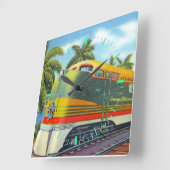 ディーゼル機関車 スクエア壁時計 (傾斜)