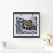 ディーゼル機関車 スクエア壁時計 (ホーム)