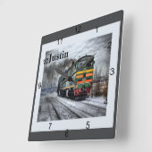 ディーゼル機関車 スクエア壁時計 (傾斜)