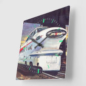 ディーゼル機関車 スクエア壁時計 (傾斜)