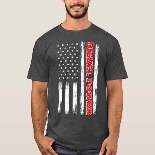 ディーゼル電力アメリカ国旗のターボトラック Tシャツ (正面)