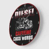 ディーゼル、カフェイン、Cuss Words"トラック運転手 ラージ壁時計 (傾斜)