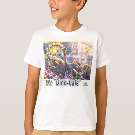 ディーノのカフェの恐竜の昼食ライン Tシャツ (正面)