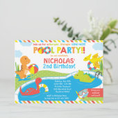 ディーノのプールのパーティの招待状、プールを囲んでのパーティの招待 招待状 (スタンド正面)