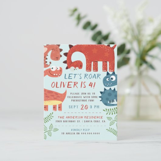 ディーノの子供の誕生会をとどろこう インビテーションポストカード (スタンド正面)