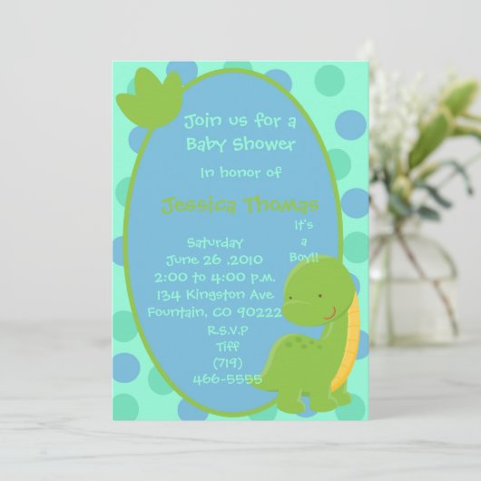 ディーノは、aBabyシャワーのための私達を、を記念して、Je…結合します 招待状 (スタンド正面)