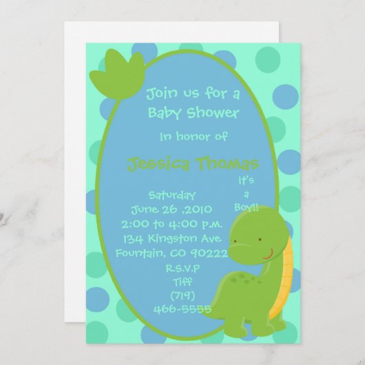 ディーノは、aBabyシャワーのための私達を、を記念して、Je…結合します 招待状 (正面/裏面)