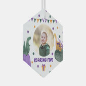 ディーノキッドパーティーローアリンググリーンパープルカスタムの写真 ガラスオーナメント (正面右)