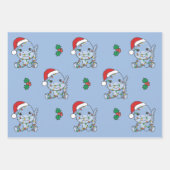 ディーノクリスマスウィンターアニマルズホリデーディノス ラッピングペーパーシート (正面3)