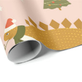 ディーノクリスマスパーティーツリーレックス。サンタの恐竜 ラッピングペーパー (ロールコーナー)