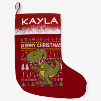 ディーノグリーン醜いクリスマスセーター野生生物シリーズ スモールクリスマスストッキング