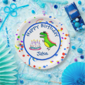 ディーノダニの時間恐竜およびケーキの誕生会 ペーパープレート (パーティー)