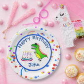 ディーノダニの時間恐竜およびケーキの誕生会 ペーパープレート (パーティー)