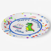 ディーノダニの時間恐竜およびケーキの誕生会 ペーパープレート (アングル)