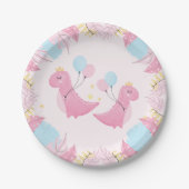 ディーノパーティー |かわいいパステル恐竜誕生日 ペーパープレート (正面)