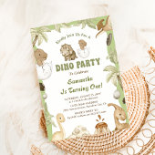 ディーノパーティー |かわいい恐竜の最初の誕生日 招待状