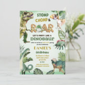 ディーノパーティー | キュート恐竜テーマ誕生日 招待状 (スタンド正面)