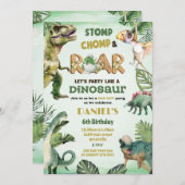 ディーノパーティー | キュート恐竜テーマ誕生日 招待状 (正面/裏面)