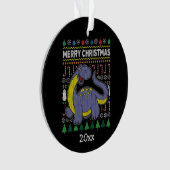 ディーノパープル醜いクリスマスセーター野生生物シリーズ オーナメント (正面)