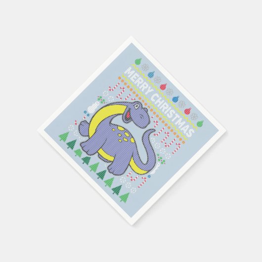 ディーノパープル醜いクリスマスセーター野生生物シリーズ スタンダードカクテルナプキン (角)