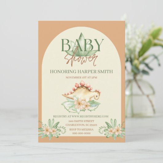 ディーノベビー男女兼用シャワー招待状 招待状 (スタンド正面)