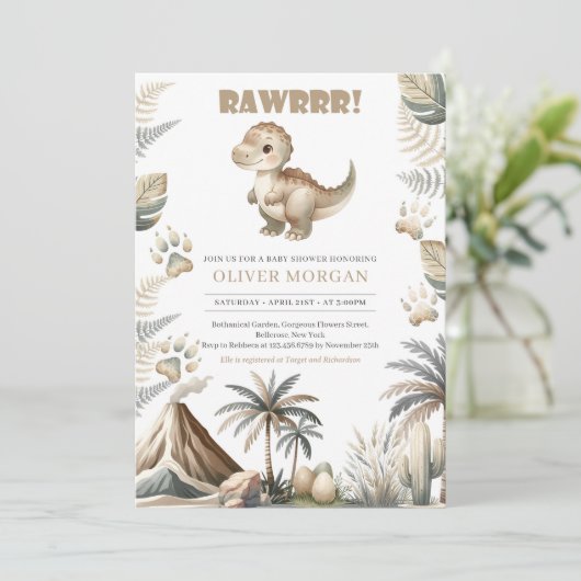 ディーノ男女兼用ベビーシャワー招待状 招待状 (スタンド正面)