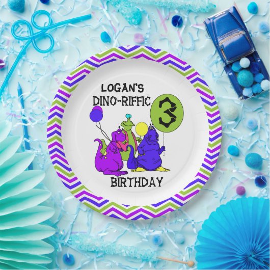 ディーノRifficの第3ハッピーバースデーの紙皿 ペーパープレート (パーティー)