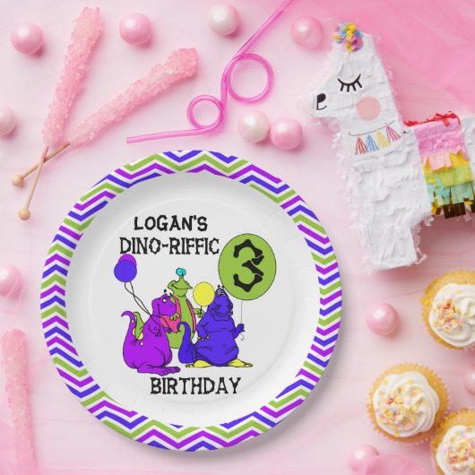 ディーノRifficの第3ハッピーバースデーの紙皿 ペーパープレート (パーティー)