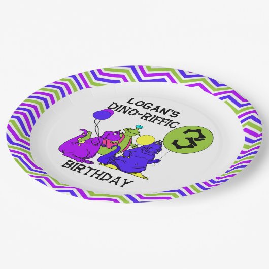 ディーノRifficの第3ハッピーバースデーの紙皿 ペーパープレート (アングル)