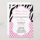 ディーバ ゼブラ ピンク ガール 誕生日 招待状 (正面/裏面)